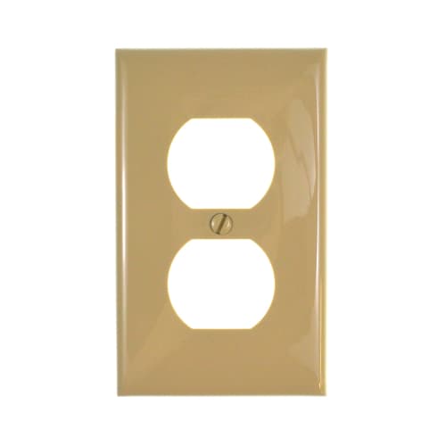 Leviton Duplex Receptacle Wall Plate, 1 Gang, Ivory